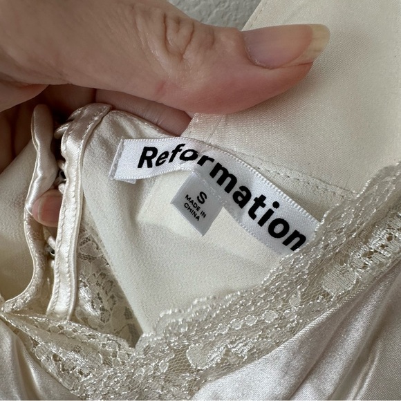 Reformation Chania Maxi Cream Silk Dress SZ S - Picture 8 of 10